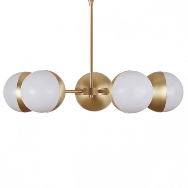 Подвесной светильник Copper Light Chandelier 5 Белый Латунь Подвесной светильник Copper Light Chandelier 5 Белый Латунь в Кирове | Loft Concept