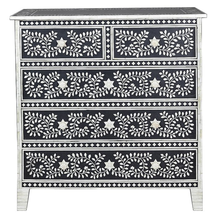 Комод Inlaid Bone Stars Белый Черный Комод Inlaid Bone Stars Белый Черный в Кирове | Loft Concept