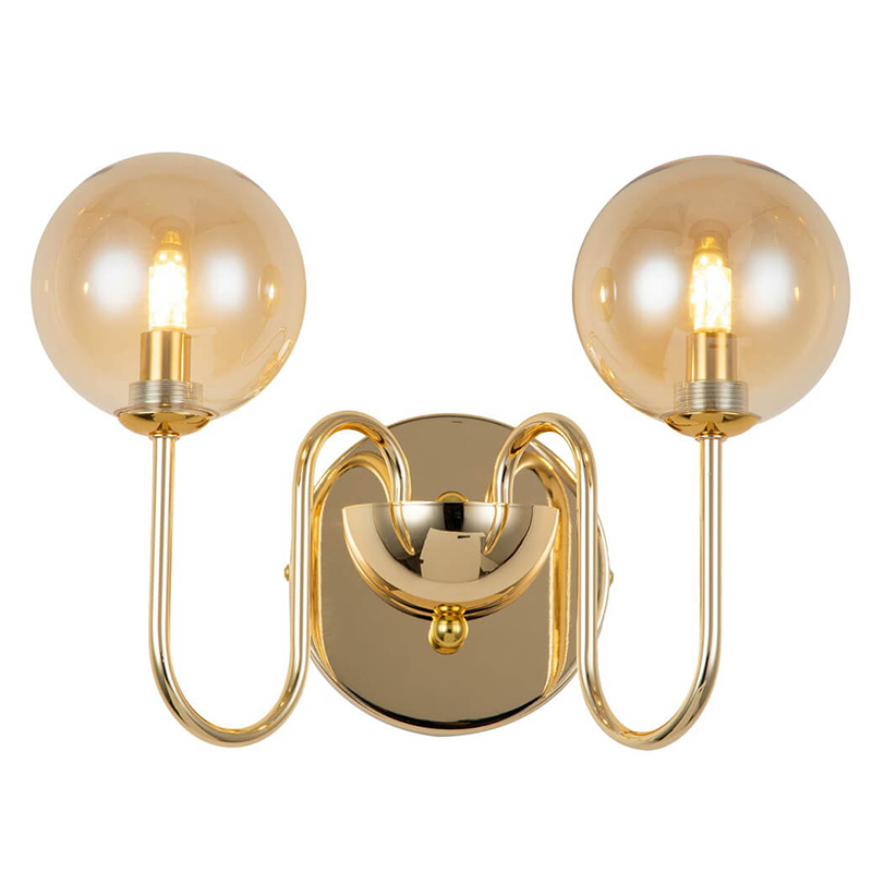 Бра Sheiry Glass Ball Wall Lamp Глянцевое золото Янтарный Бра Sheiry Glass Ball Wall Lamp Глянцевое золото Янтарный в Кирове | Loft Concept