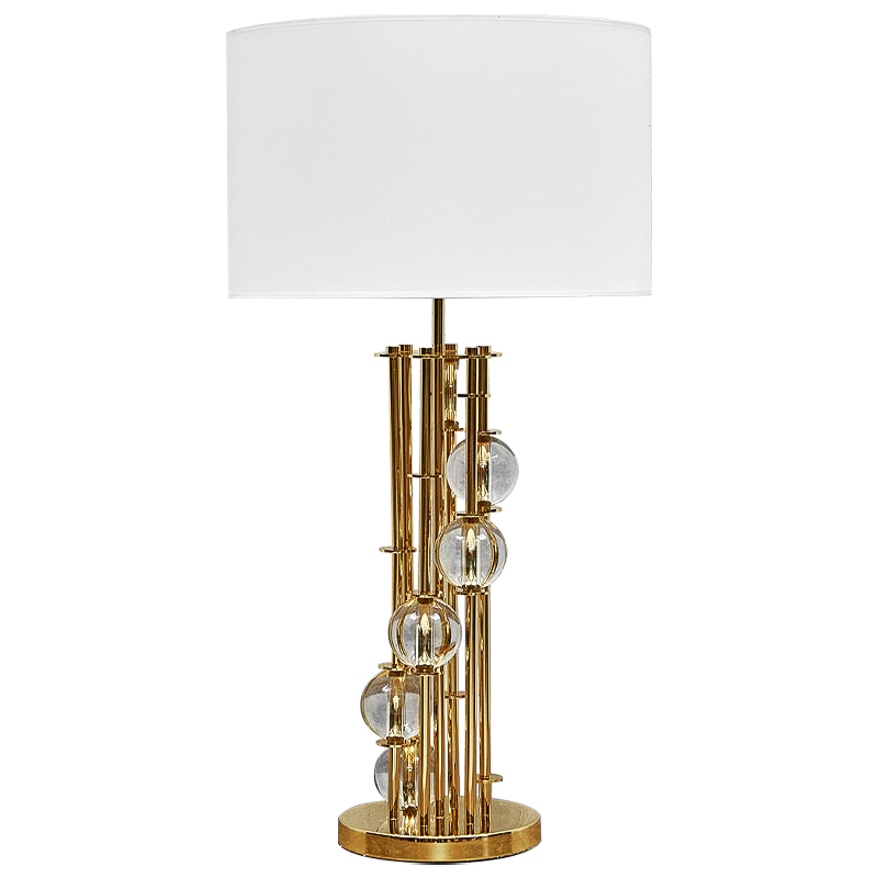 Настольная лампа с абажуром и стеклянными шарами Rizwan Lamp Золотой Белый Прозрачное Стекло в Кирове | Loft Concept 