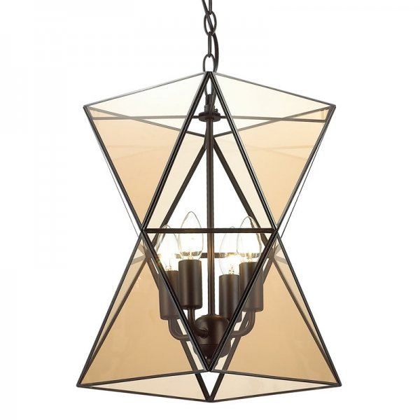 Люстра PolyPyramid Glass Pendant 4 Cognac Прозрачный Люстра PolyPyramid Glass Pendant 4 Cognac Прозрачный в Кирове | Loft Concept