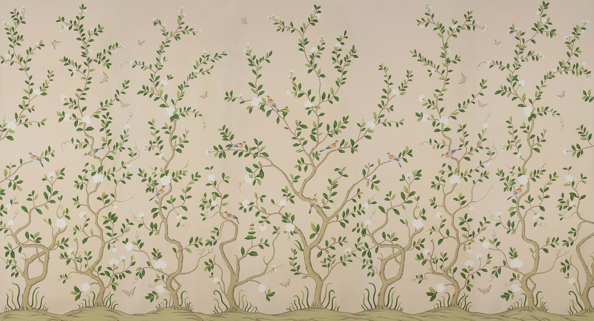 Обои ручная роспись Gustavian Garden Spring on Gentleman's Pink dyed paper Обои ручная роспись Gustavian Garden Spring on Gentleman's Pink dyed paper - постер Loft-Concept в Кирове
