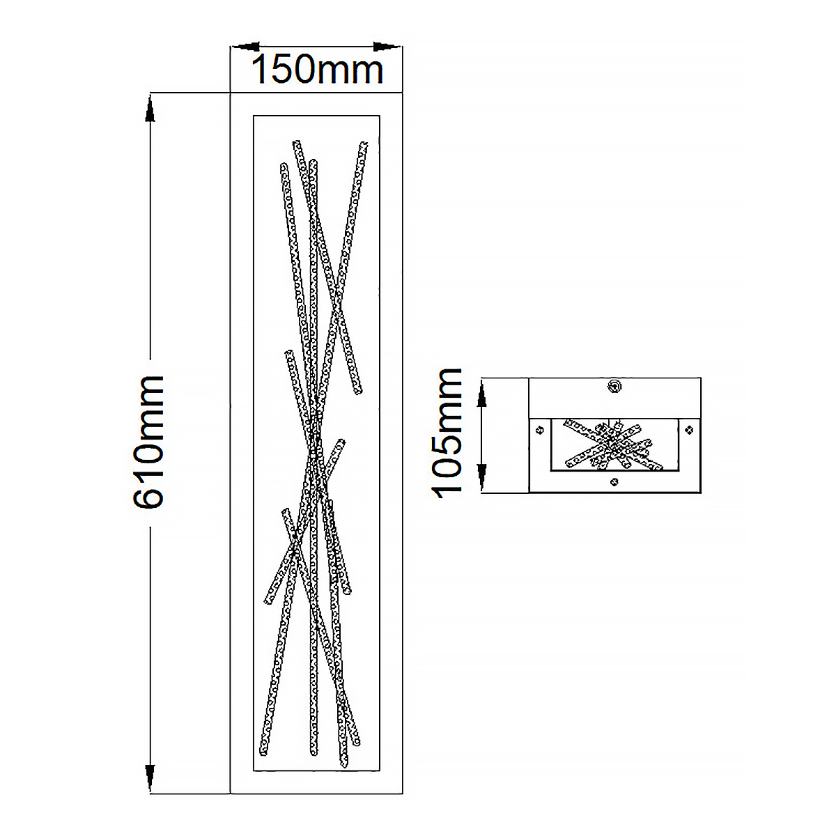 Бра в прямоугольной черной рамке с декором в виде ветвей в золотой отделке Hinkley в Кирове