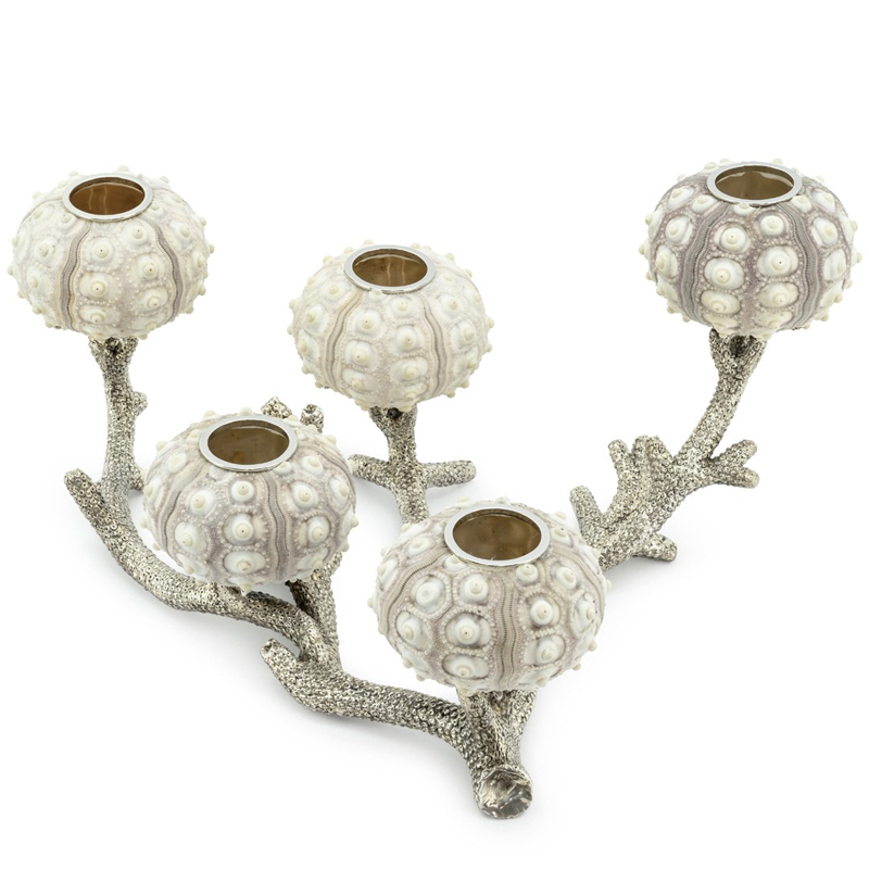 Подсвечник CANDLEHOLDER SEAURCHIN X5 Бежево-серый Серебряный Подсвечник CANDLEHOLDER SEAURCHIN X5 Бежево-серый Серебряный в Кирове | Loft Concept