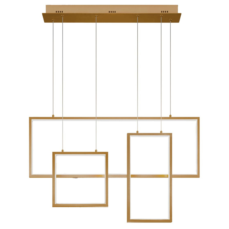 Люстра Rectangle Geometry Chandelier Gold 3 Золотой Люстра Rectangle Geometry Chandelier Gold 3 Золотой в Кирове | Loft Concept
