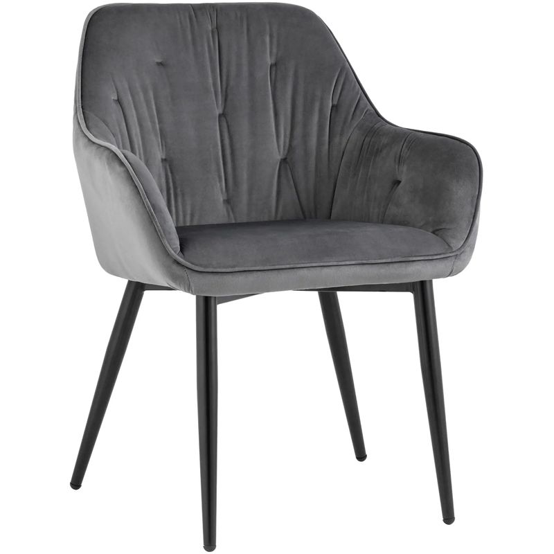 Стул CHANTAL Chair капитоне Серый Велюр Серый Черный в Кирове | Loft Concept 