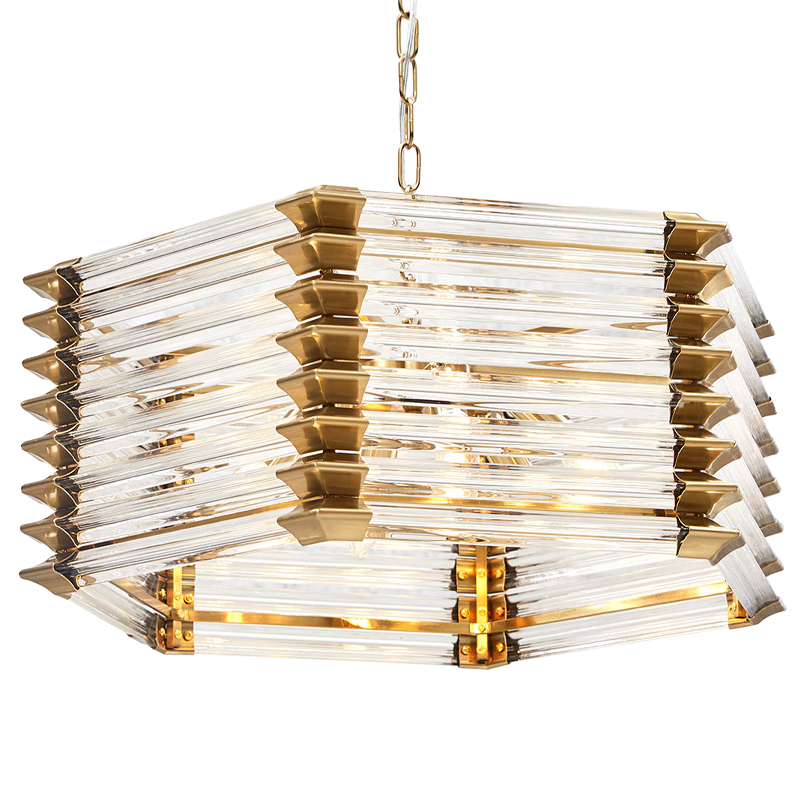 Люстра стеклянная Hexagon Tadesse Glass Chandelier Прозрачное Стекло Золотой Люстра стеклянная Hexagon Tadesse Glass Chandelier Прозрачное Стекло Золотой в Кирове | Loft Concept