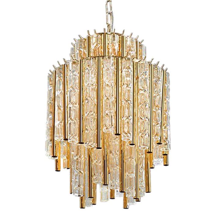 Люстра Chandelier Gigi Gold Глянцевое золото Прозрачное Стекло Люстра Chandelier Gigi Gold Глянцевое золото Прозрачное Стекло в Кирове | Loft Concept