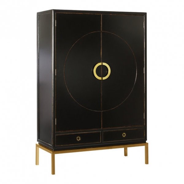 Шкаф China Rack Black Черный Золотой Шкаф China Rack Black Черный Золотой в Кирове | Loft Concept
