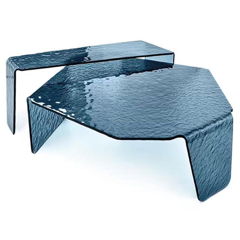 Комплект кофейных столиков Water Surface Glass Coffee Tables Синий Комплект кофейных столиков Water Surface Glass Coffee Tables Синий в Кирове | Loft Concept