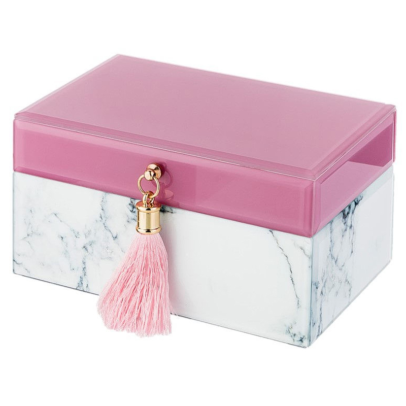 Шкатулка Pink Glass Imitation Marble Box Розовый Белый Шкатулка Pink Glass Imitation Marble Box Розовый Белый в Кирове | Loft Concept