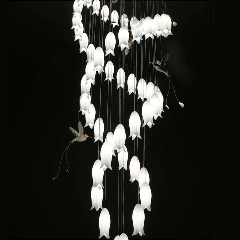 Люстра для Лестницы с птичками Колибри Sagarti Contemporary chandelier ALBA Flowers & Birds Белый Золотой Люстра для Лестницы с птичками Колибри Sagarti Contemporary chandelier ALBA Flowers & Birds Белый Золотой в Кирове | Loft Concept