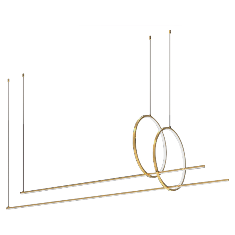 Подвесной Дизайнерский Светильник Ursa Geometric Ring Lamp 2 кольца Золотой в Кирове | Loft Concept 
