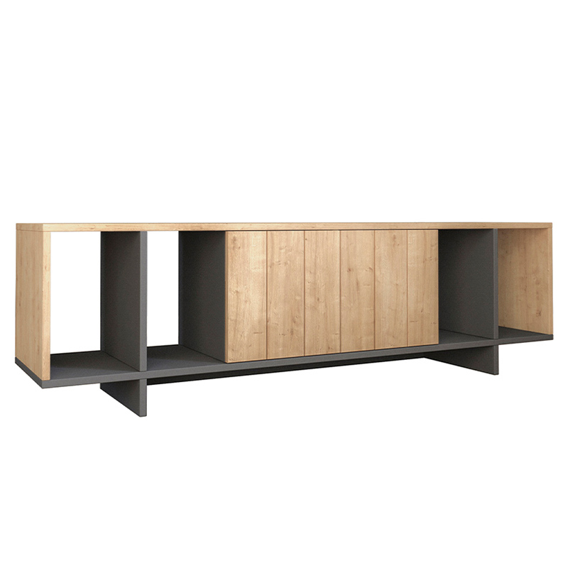 ТВ-тумба с откидной дверцей и 4-мя полками ZITANO TV STAND OAK Светлый дуб Серый ТВ-тумба с откидной дверцей и 4-мя полками ZITANO TV STAND OAK Светлый дуб Серый в Кирове | Loft Concept