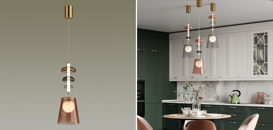 Подвесной светильник Contemporan Pink с цветным стеклом Подвесной светильник Contemporan Pink с цветным стеклом - Loft-Concept в Кирове