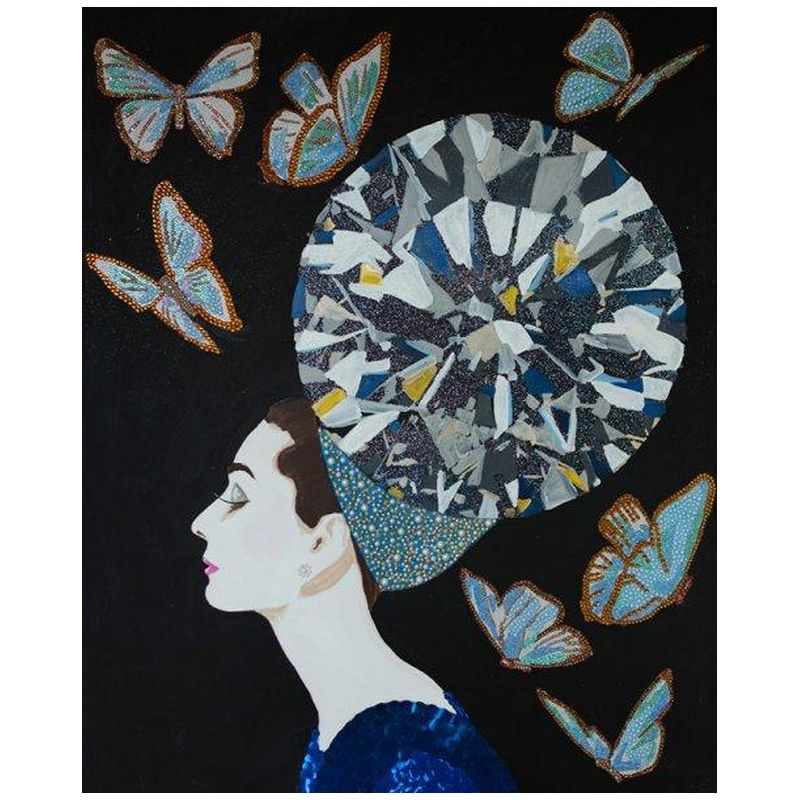 Картина Audrey with Diamond Headdress, Butterflies, and Black Background Мульти Картина Audrey with Diamond Headdress, Butterflies, and Black Background Мульти в Кирове | Loft Concept