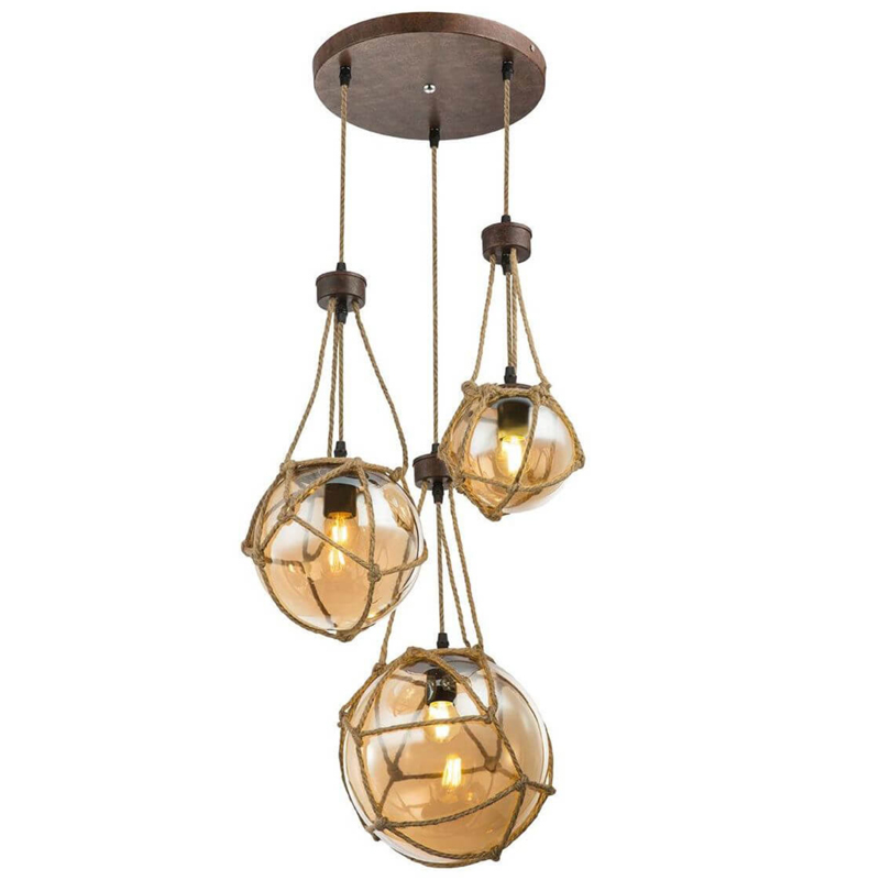 Светильник LOFT ROPE Three Balls Черный Коричневый Светильник LOFT ROPE Three Balls Черный Коричневый в Кирове | Loft Concept