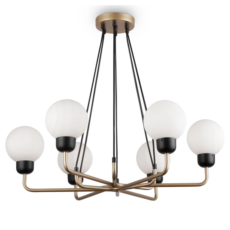 Люстра Andresa Chandelier 6 Balls Золотой Белое матовое стекло Люстра Andresa Chandelier 6 Balls Золотой Белое матовое стекло в Кирове | Loft Concept