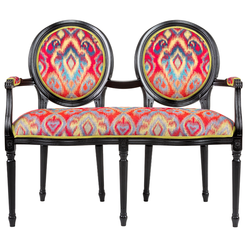Диванетка Ikat Pattern Черная Черный Красный Мульти Диванетка Ikat Pattern Черная Черный Красный Мульти в Кирове | Loft Concept