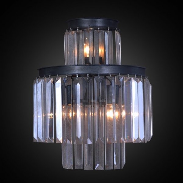 Бра RH 1920s Odeon Clear Glass Fringe Bra - 3 rings Черный Бра RH 1920s Odeon Clear Glass Fringe Bra - 3 rings Черный в Кирове | Loft Concept