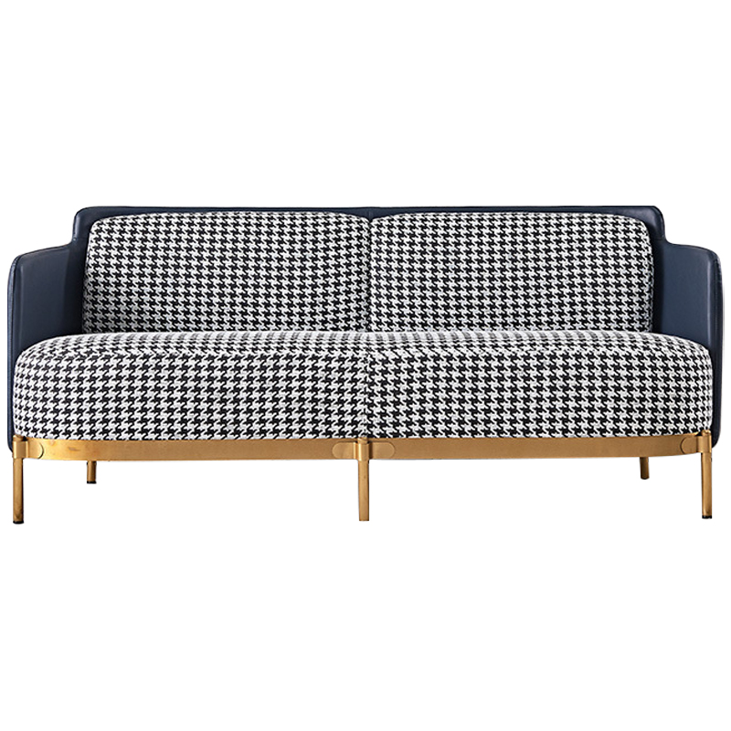 Диван Pied de Poule Blue Sofa Черно-белый Синий Латунь Диван Pied de Poule Blue Sofa Черно-белый Синий Латунь в Кирове | Loft Concept