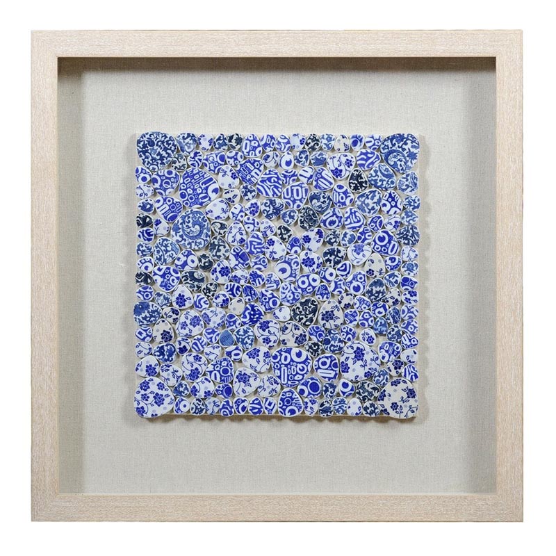 Панно Blue and White Mosaic square Белый Синий Бежевый Панно Blue and White Mosaic square Белый Синий Бежевый в Кирове | Loft Concept