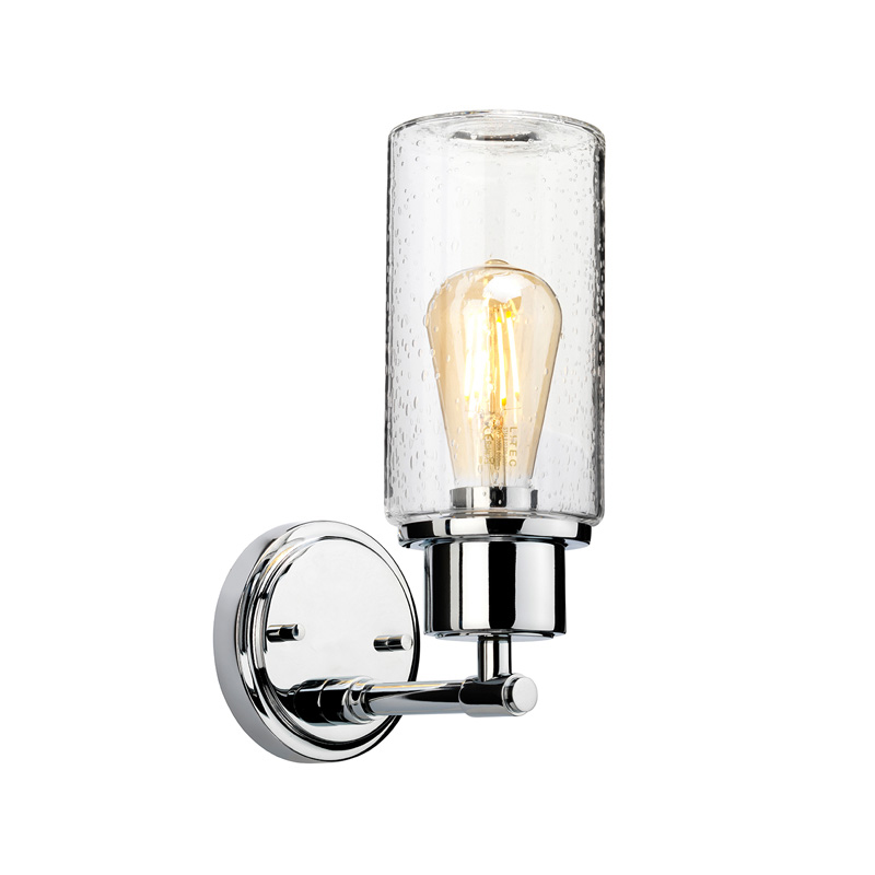 Бра с цилиндрическим прозрачным плафоном из стекла с пузырьками Elstead Lighting Хром Прозрачное Стекло в Кирове | Loft Concept 