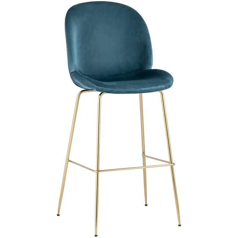 Барный Стул Синий Велюр Vendramin Chair Синий Золотой в Кирове | Loft Concept 
