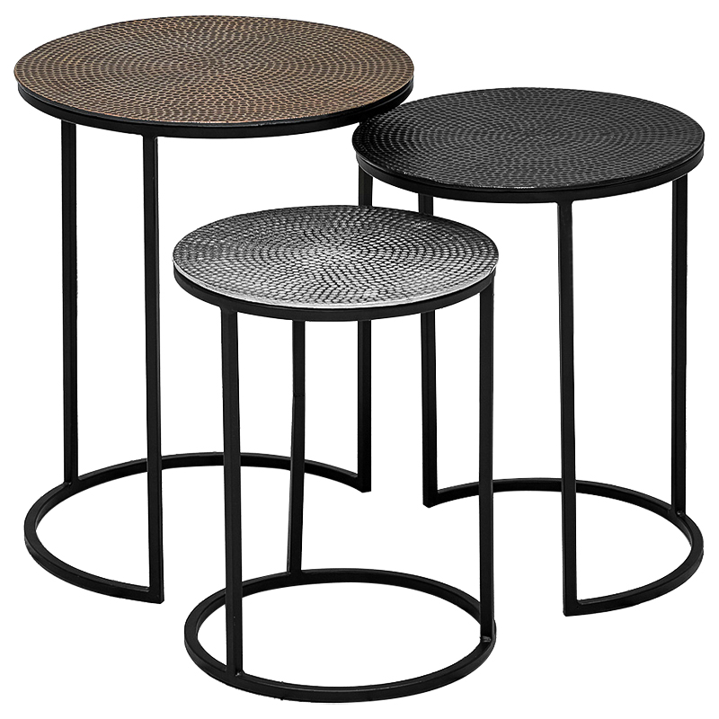 Набор приставных столиков Patrice side table Темная бронза винтаж Черный Набор приставных столиков Patrice side table Темная бронза винтаж Черный в Кирове | Loft Concept