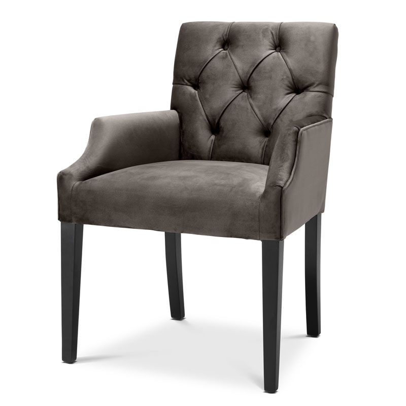 Стул Eichholtz DINING CHAIR ATENA WITH ARM dark Серый Черный Стул Eichholtz DINING CHAIR ATENA WITH ARM dark Серый Черный в Кирове | Loft Concept