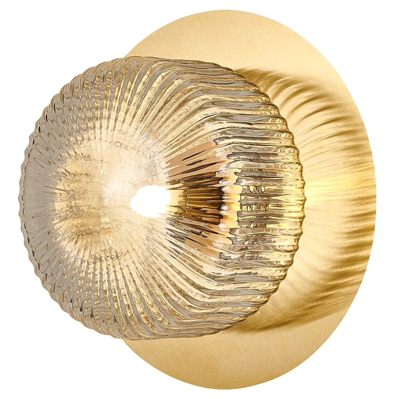 Бра с рельефным плафоном Blown Glass Латунь Прозрачный Бра с рельефным плафоном Blown Glass Латунь Прозрачный в Кирове | Loft Concept