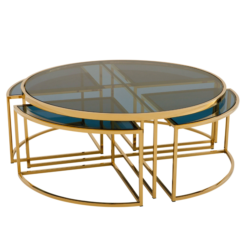 Кофейный стол Eichholtz Coffee Table Padova Gold Золотой Стекло Смок Кофейный стол Eichholtz Coffee Table Padova Gold Золотой Стекло Смок в Кирове | Loft Concept