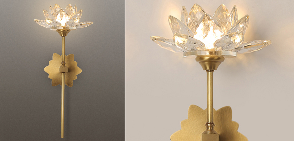 Настенный светильник Хрустальный Цветок Лотоса Lotus flower Wall Clear Glass C Настенный светильник Хрустальный Цветок Лотоса Lotus flower Wall Clear Glass C - Loft-Concept в Кирове