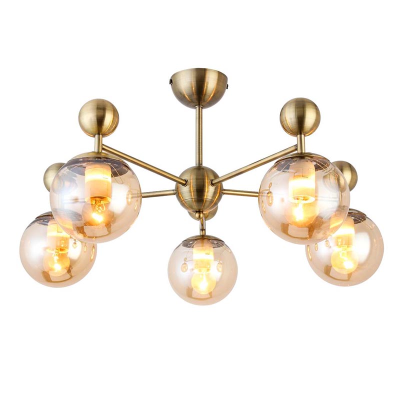 Потолочная люстра Demian Bronze Chandelier Бронза Янтарный Потолочная люстра Demian Bronze Chandelier Бронза Янтарный в Кирове | Loft Concept
