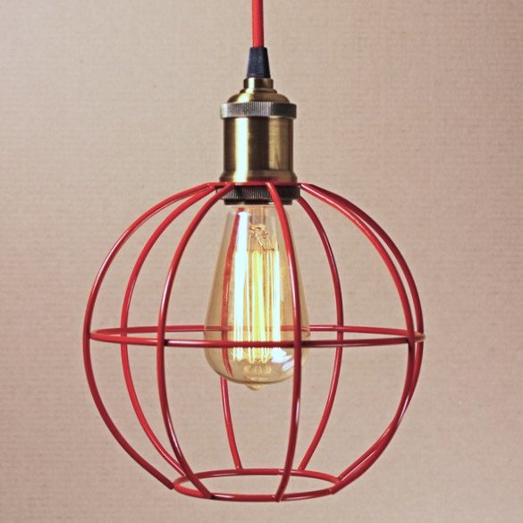 Подвесной светильник Wire Cage Pendant Ball Red Красный Подвесной светильник Wire Cage Pendant Ball Red Красный в Кирове | Loft Concept