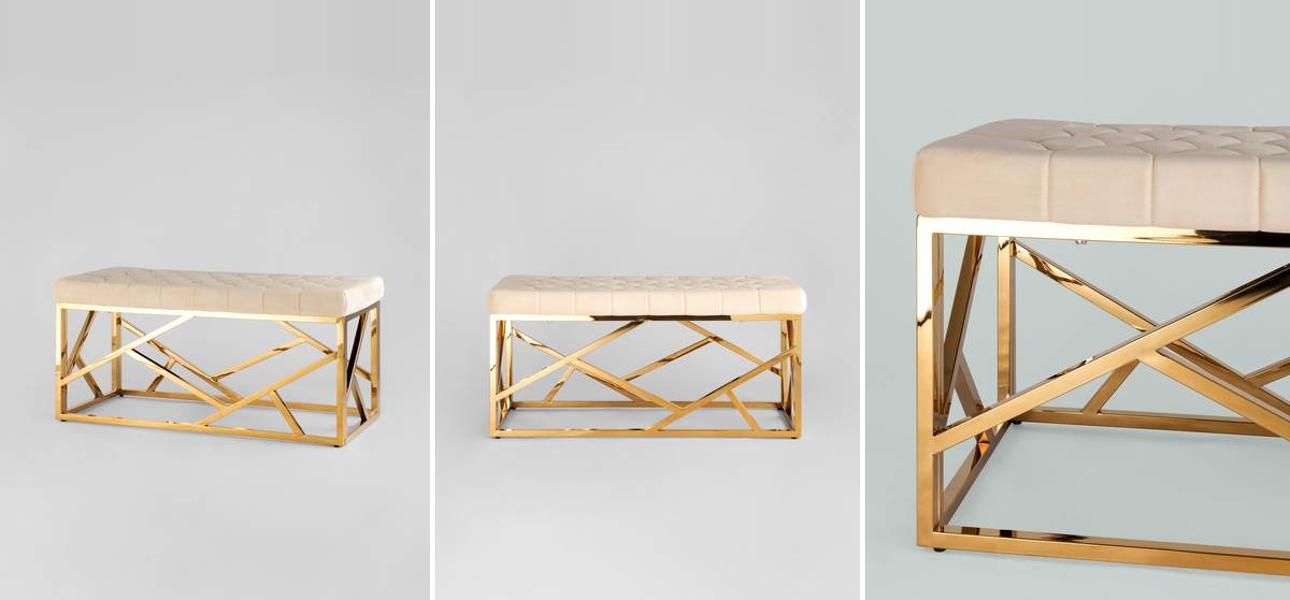 Банкетка бежевый велюр Geometry Serene Phoenix - фото