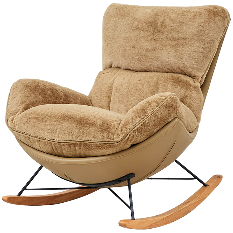 Кресло-качалка Kenneth Rocking Chair Коричневый Бежевый Древесина Кресло-качалка Kenneth Rocking Chair Коричневый Бежевый Древесина в Кирове | Loft Concept