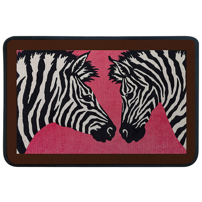 Ковер для прихожей и ванной Hermes Zebra Twins Rug Розовый Черно-белый Ковер для прихожей и ванной Hermes Zebra Twins Rug Розовый Черно-белый в Кирове | Loft Concept