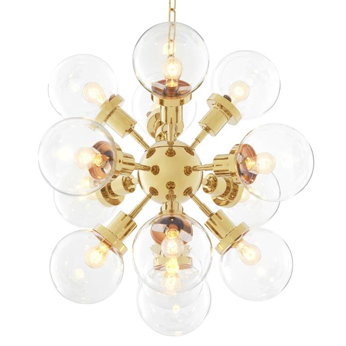 Люстра Chandelier Ludlow Gold Глянцевое золото Прозрачное Стекло Люстра Chandelier Ludlow Gold Глянцевое золото Прозрачное Стекло в Кирове | Loft Concept