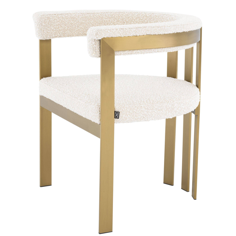 Стул Eichholtz Dining Chair Clubhouse boucle cream Кремовый Латунь Стул Eichholtz Dining Chair Clubhouse boucle cream Кремовый Латунь в Кирове | Loft Concept