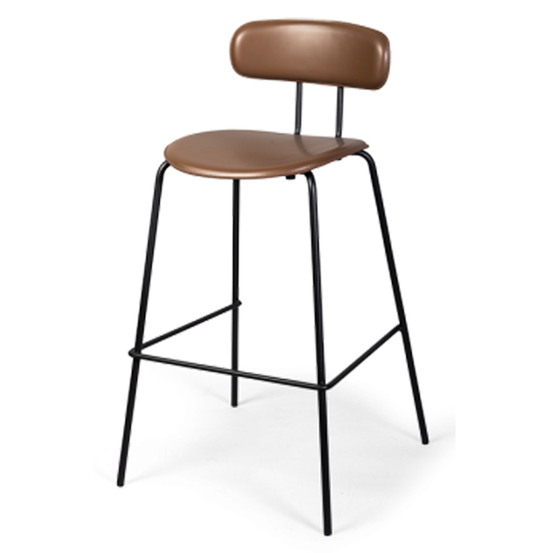 Барный стул Renis Brown Barstool Черный Коричневый Барный стул Renis Brown Barstool Черный Коричневый в Кирове | Loft Concept
