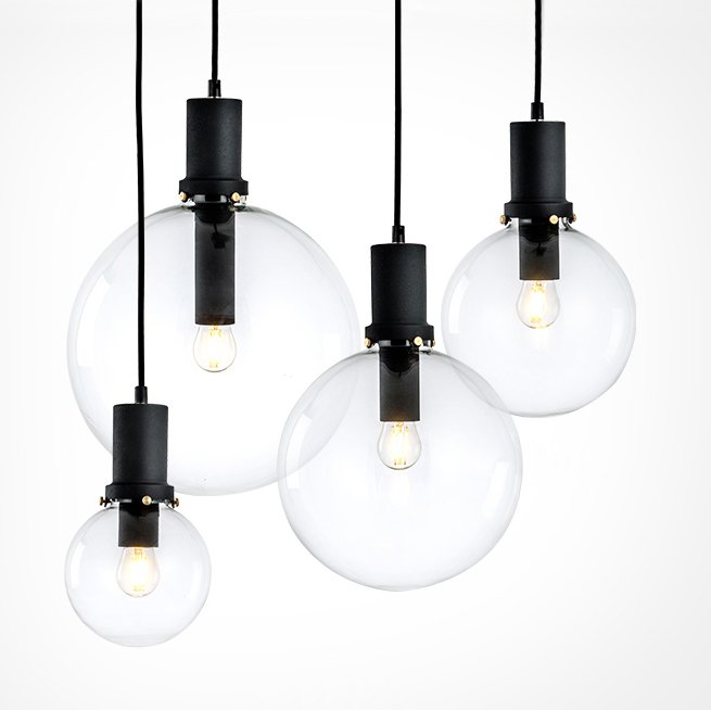 Подвесной светильник Glass Globe Black Прозрачное Стекло Черный Подвесной светильник Glass Globe Black Прозрачное Стекло Черный в Кирове | Loft Concept