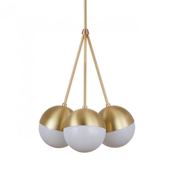 Подвесной светильник Copper Light Chandelier 3 Белый Латунь Подвесной светильник Copper Light Chandelier 3 Белый Латунь в Кирове | Loft Concept