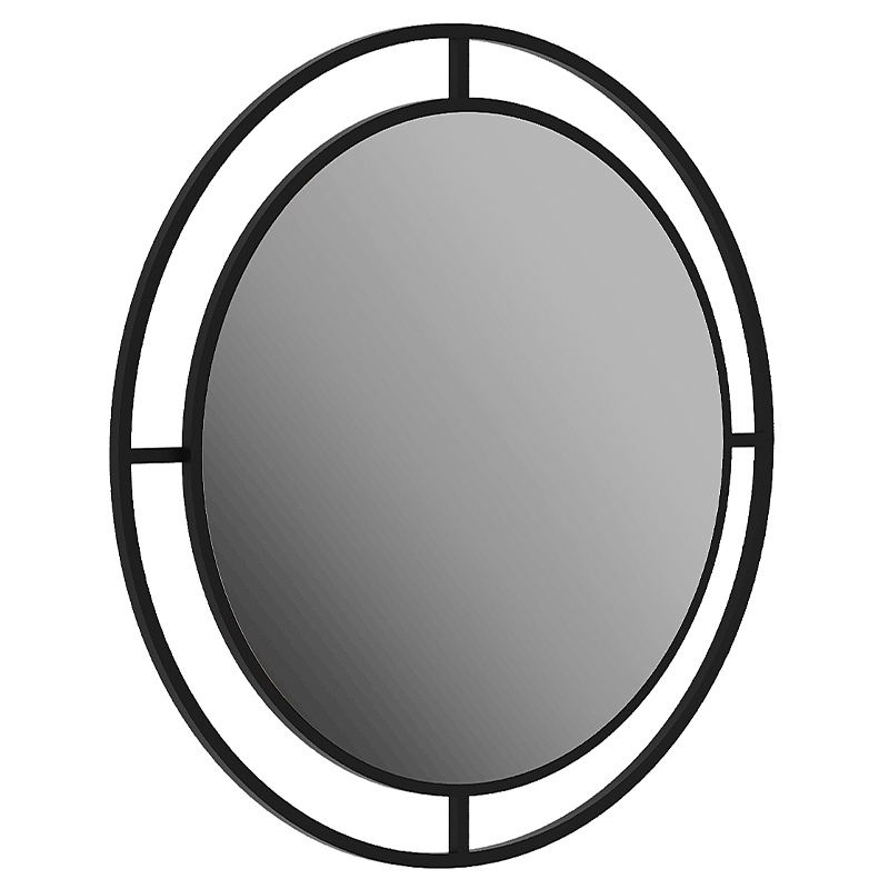 Настенное зеркало круглой формы в черной металлической раме BUBBLE MIRROR BLACK Черный в Кирове | Loft Concept 