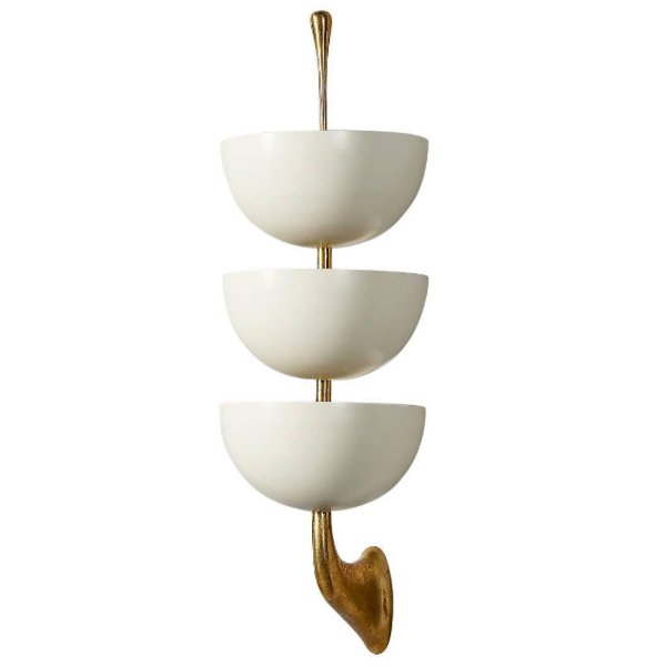 Бра Stilnovo Rare Pair of Stamped Sconces Белый Золотой Бра Stilnovo Rare Pair of Stamped Sconces Белый Золотой в Кирове | Loft Concept