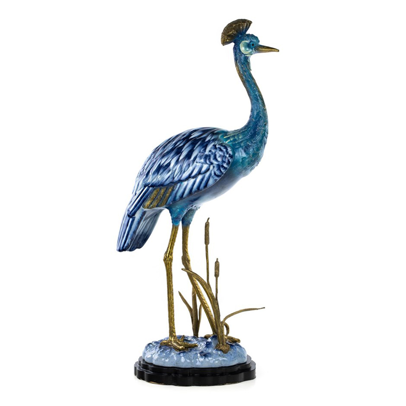 Статуэтка Crane Figurine Белый Синий Бронза Статуэтка Crane Figurine Белый Синий Бронза в Кирове | Loft Concept