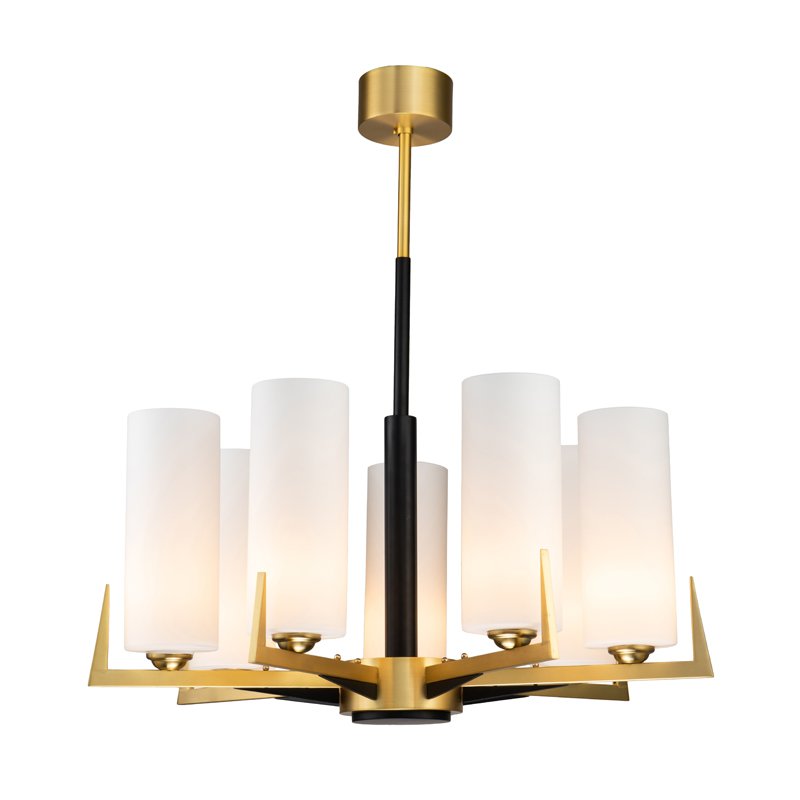 Люстра Benoit Chandelier 75 Латунь Белое матовое стекло Черный Люстра Benoit Chandelier 75 Латунь Белое матовое стекло Черный в Кирове | Loft Concept