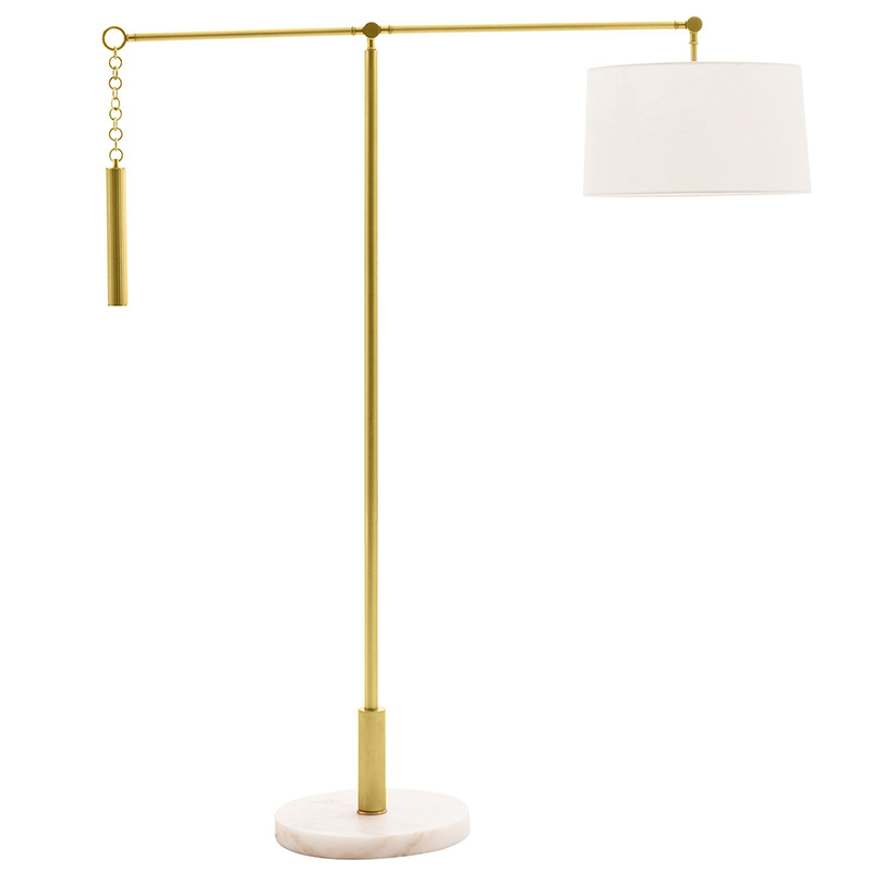 Торшер Arteriors NEWARK FLOOR LAMP Латунь Белый Торшер Arteriors NEWARK FLOOR LAMP Латунь Белый в Кирове | Loft Concept