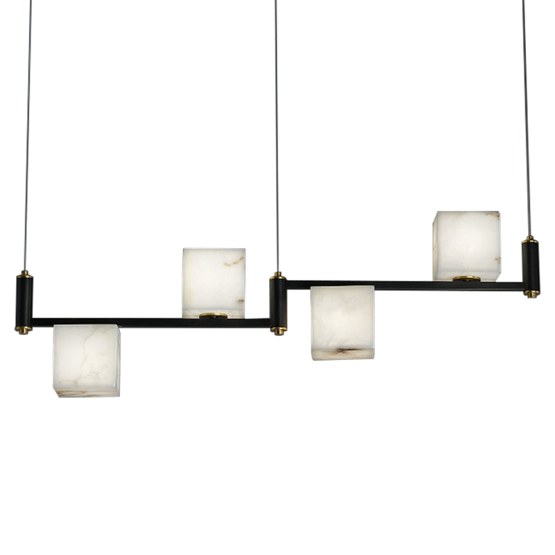 Люстра Marble Cubes Modern Light Chandelier 4 плафона Черный Белый Мрамор Bianco Латунь Люстра Marble Cubes Modern Light Chandelier 4 плафона Черный Белый Мрамор Bianco Латунь в Кирове | Loft Concept