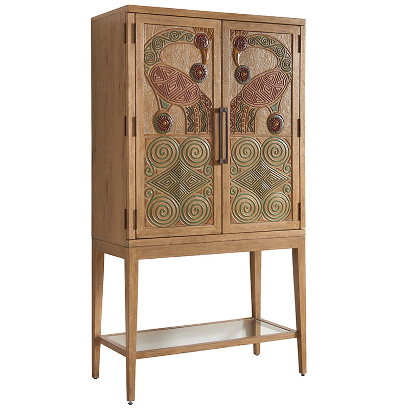 Шкаф CAMEROON BAR CABINET Коричневый Зеленый Красный Прозрачный Шкаф CAMEROON BAR CABINET Коричневый Зеленый Красный Прозрачный в Кирове | Loft Concept